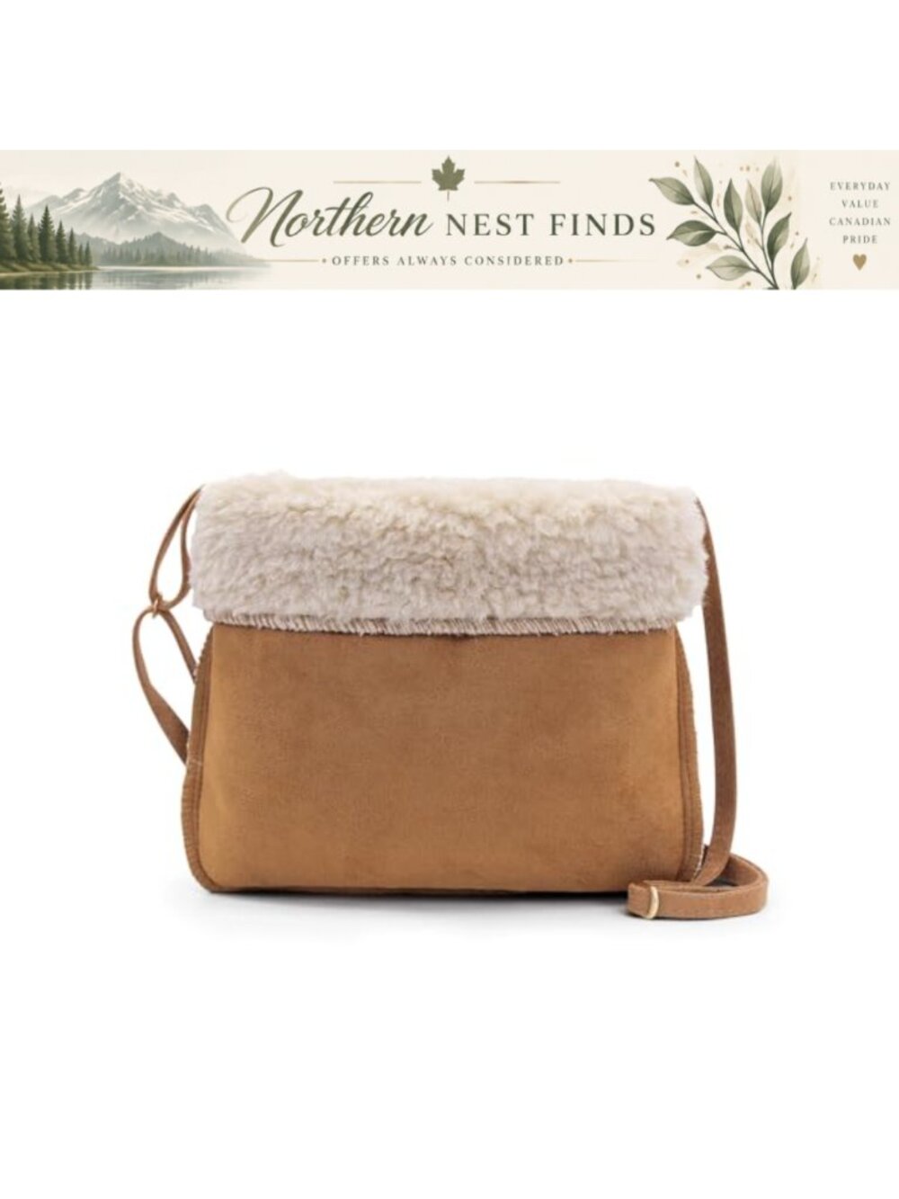 Small Crossbody Bag Wool Chamois Cloth Adjustable Strap Women Travel Shoulder